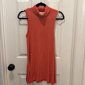 Anthro Super Cute Burnt Orange Striped Turtleneck Tunic